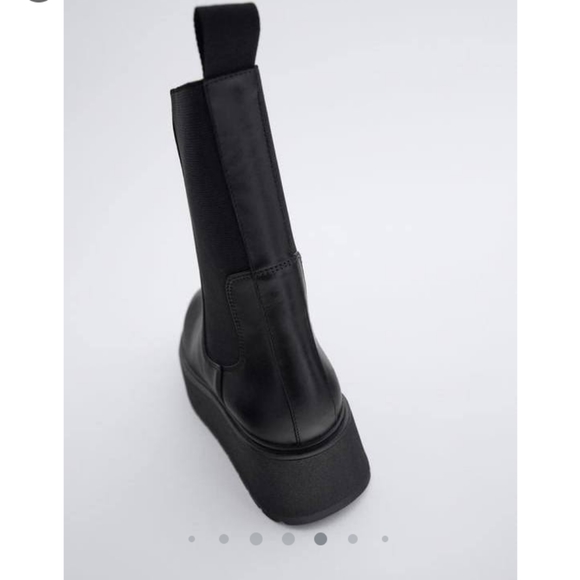 zara flat leather platform ankle boots